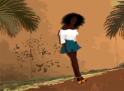 Black girl character flat illustration graphic design illustration vector