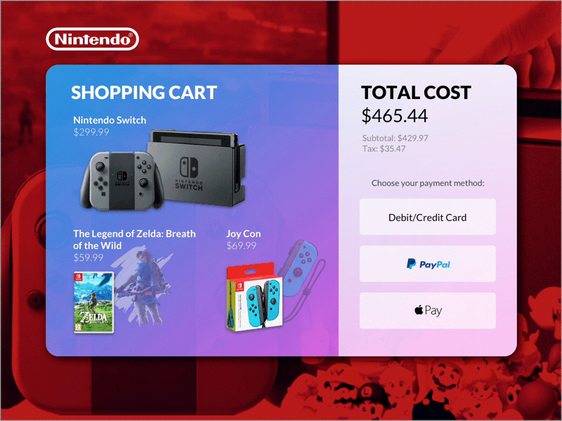 Daily UI 002 - Credit Card Checkout 002 checkout dailyui nintendo switch