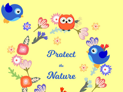 Nature bird blue design illustration