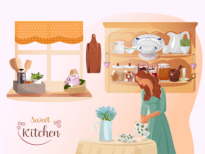 Sweet kitchen branding design family graphic design holiday home illustration kitchen logo love