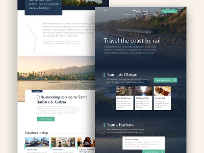 Travel the Coast of California 🚂 california destination landing page microsite socal train travel ui west coast