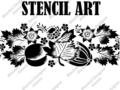 A black and white art, portrait, stencil logo