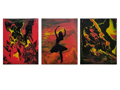 A Moment in Time Captured in Silhouette — Fluid Art acrylic paints dancer fluid art painting silhouette