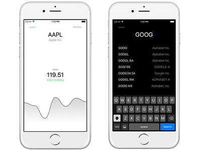 iOS Stock Tracker App Design app app design ios simple simplistic sketch stocks whitespace