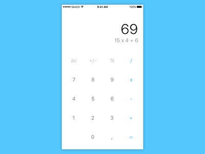 iOS Basic Calculator App Design app app design calculator ios minimalistic simple simplistic sketch