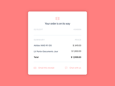 Pop-Up/ Overlay Order Receipt