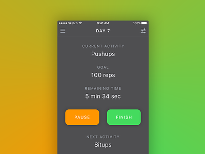 Workout Tracker iOS App app dailyui day41 exercise ios mockup sketch stats tracker workout