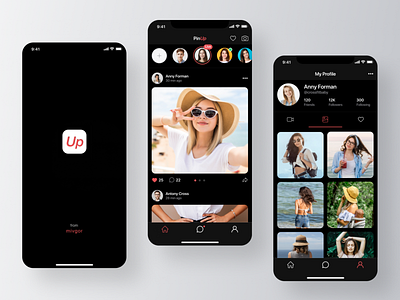 Social App UI/UX Design iOS application dark design digital interface ios mobile smartphone social ui ux