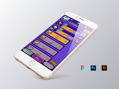 Main screen for clicker game APP application creative design digital game interface ios mobile smartphone ui vector