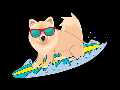 Dog surfing vector illustration