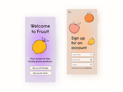 Fruut • Sign up app ui
