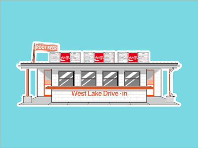 West Lake Drive-In affinity designer drive in food illustration root beer stand vector