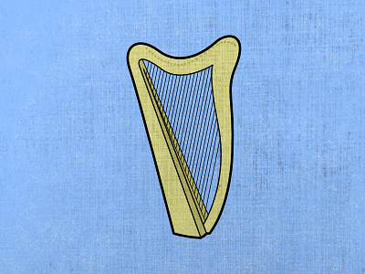 Alphabet - H (8/26) affinity designer alphabet blue flashcard harp illustration music vector