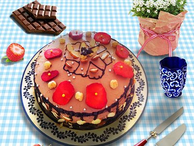 Birthday Cake celebration chocolate party strawberry