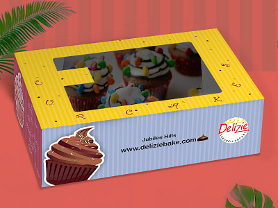 3d cupcake box advertisment vector illustration