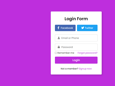 Login Form using HTML and CSS