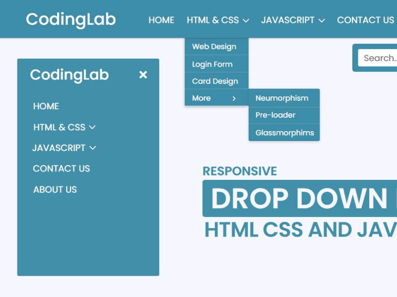 Drop down menu with sub menu HTML CSS by codinglabweb on Dribbble