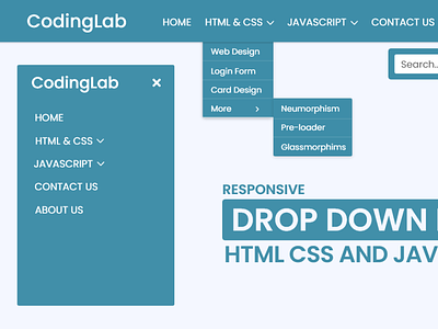 Drop down menu with sub menu HTML CSS