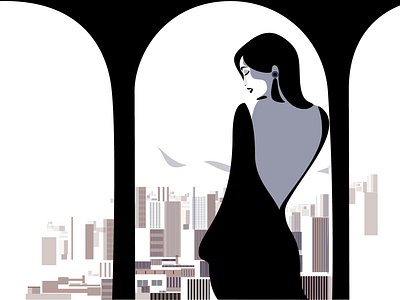 Lady by the window design graphic design illustration vector