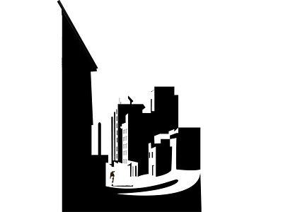 Shadow companion in the city design graphic design illustration vector