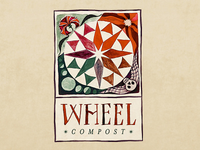 Wheel Compost brand identity design folkart fraktur graphid design hand drawn illustration logo