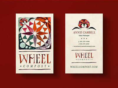 Wheel Compost Business Cards brand identity branding business card folkart fraktur graphid design hand drawn illustration