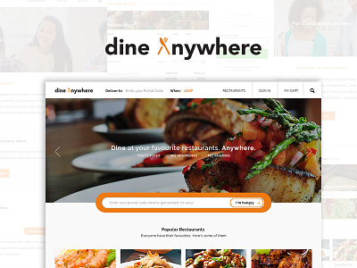 Sneak preview of Dine Anywhere cta food form homepage interface search website