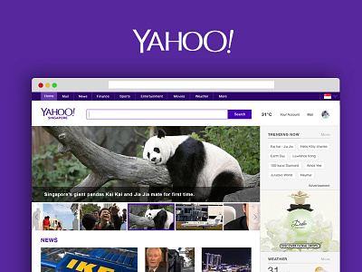 Yahoo News Redesign layout news purple ui website wireframe yahoo