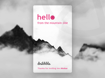 Hello dribbble - first shot design first hello dribbble mobile mountains screen shot thank you uiux user interface white