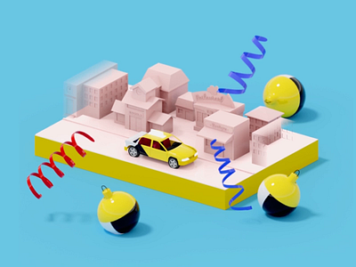 Yandex.Taxi 3d art animation ar car illustration mobile app taxi town