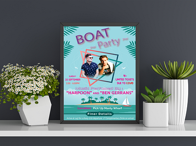 Boat Party Poster boat get togethor information design invitation party party poster poster design ui design