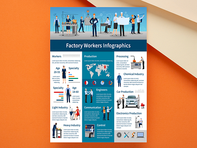 Factory Worker Infographic adobe illustrator adobe photoshop factory worker illustration infographic infographic design infographics