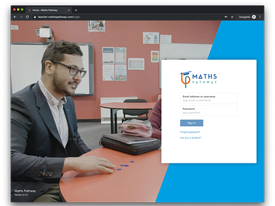 Refreshed Maths Pathway login page