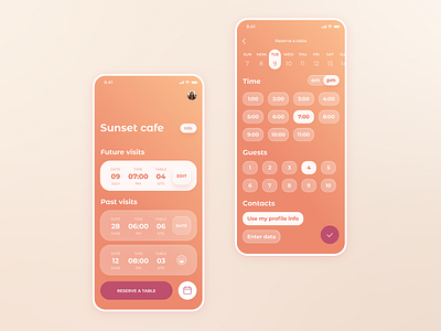Sunset café app app app design application design figma ui design