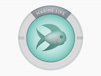 Marine Life Icon art deco circular environment fish globe marine uv water