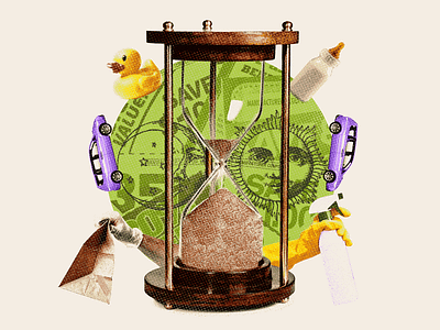 Threads of Texas: Apolitical Providers collage essential worker hourglass illustration texas time