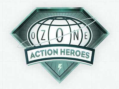 Ozone Action Heroes Logo art deco comics detailed environment globe gradients ozone retro superhero
