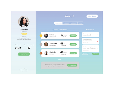 Scoreboard game interface profile ranking ui design