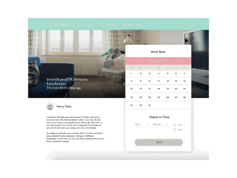 UI Mockup: Booking Room