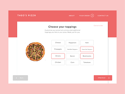 UI Mockup: Pizza Order food order pizza toppings ui design ux design