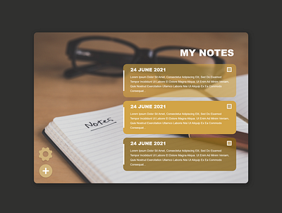 Daily UI #65 "Notes Widget" adobe xd app design minimal ui web