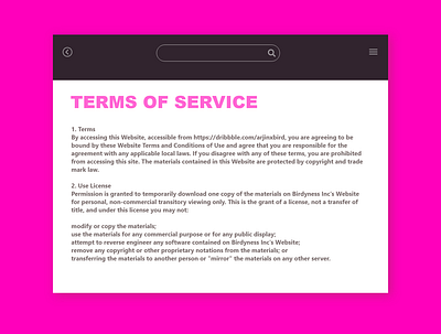 Daily UI #89 "Terms of Service" adobe xd design minimal web