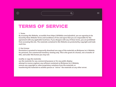 Daily UI #89 "Terms of Service"