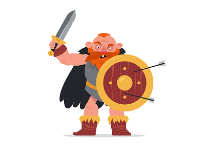 Viking cartoon character characterdesign illustration man scandinavian shield sword vector viking warrior