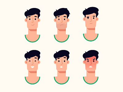 Character emotions character character design emotions faces flat illustration illustrator man simple vector