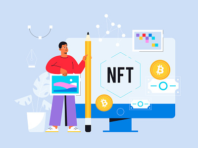 NFT Artist artist blockchain character crypto design flat illustration man nft simple vector