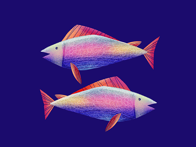 Bright flash art bright color digitalart fish gradient hand draw illustration texture