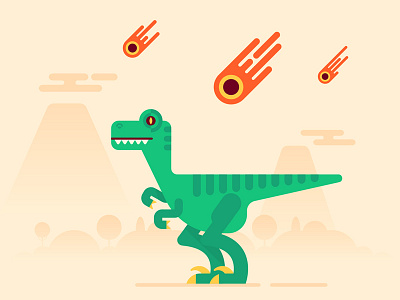 Shit happens dinosaur disaster flat jurassic meteorite prehistoric raptor speedart vector velociraptor