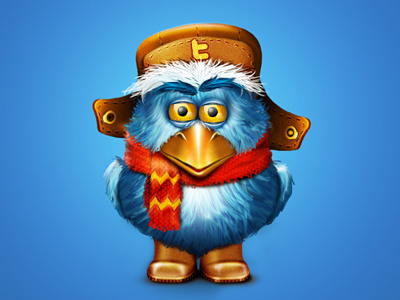 Serious sparrow character design hat icon illustration sparrow twitter winter