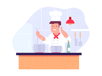 Chef character chef cooking flat illustration restaurant vector